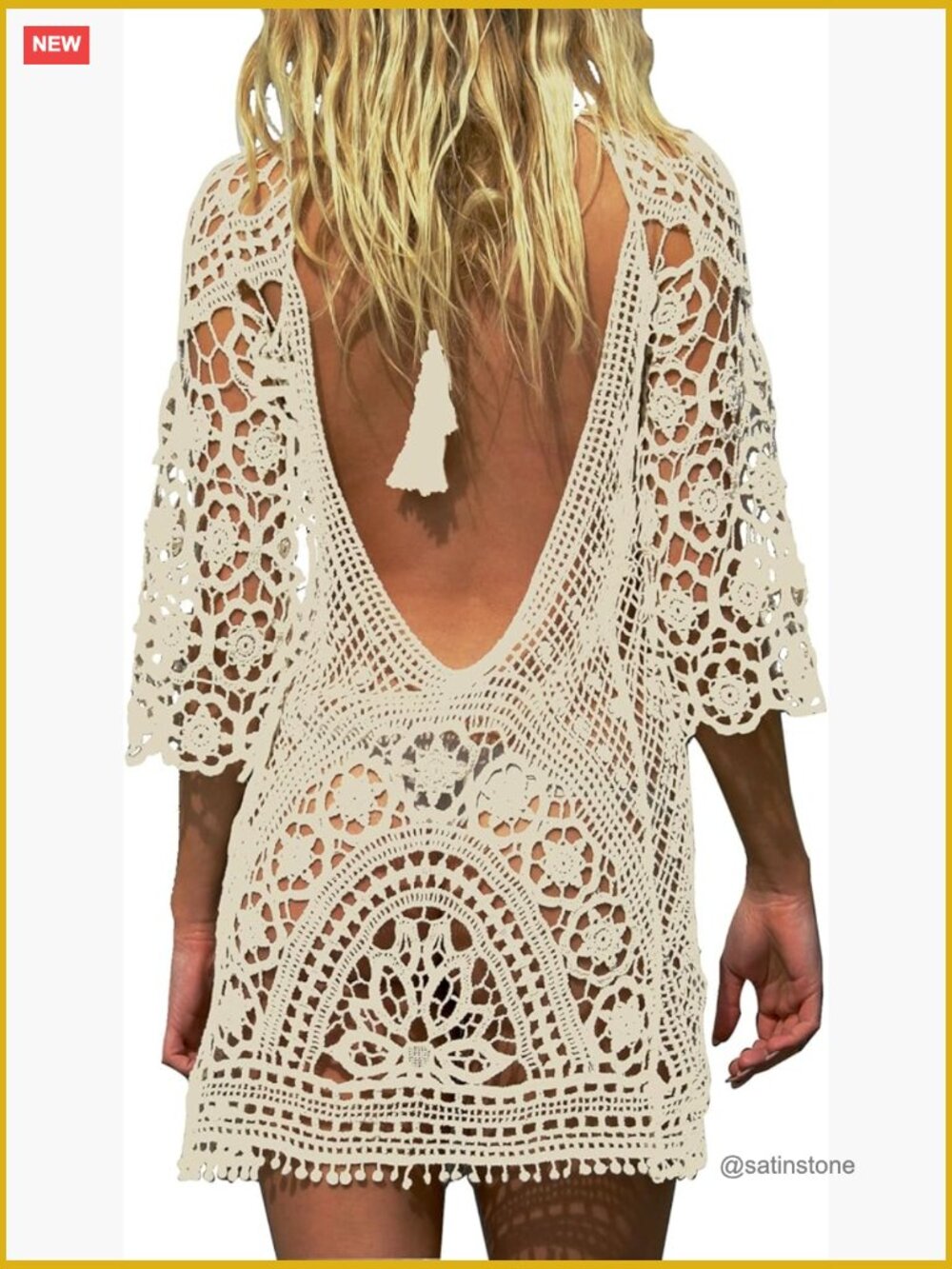 Women's Crochet Lace Cover Up - Boho Beach Swimwear Cover